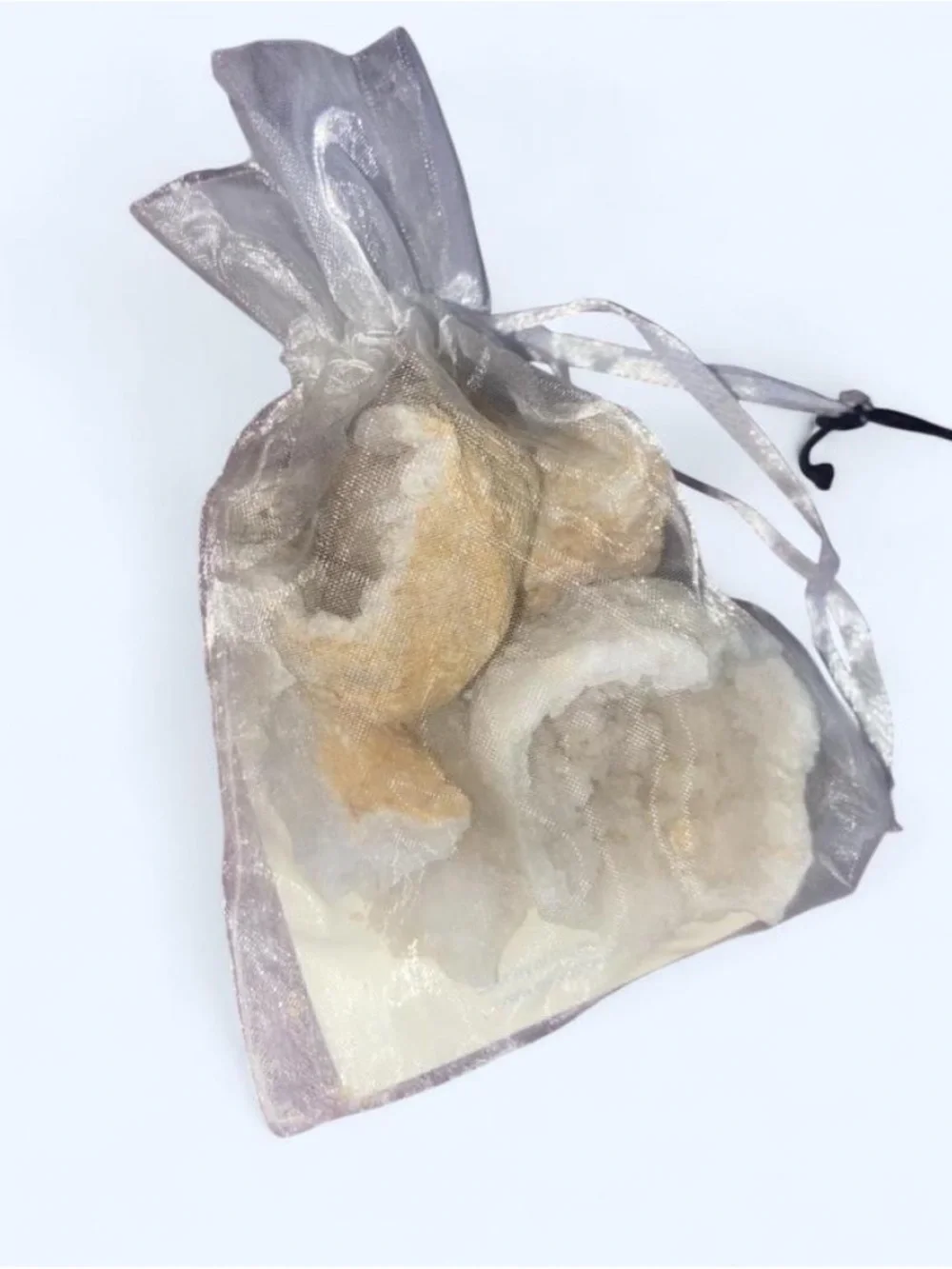 DW Home Cream Organza Sachet with Natural Stones